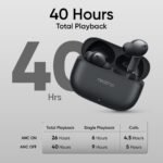 realme Buds T310 True Wireless in-Ear Earbuds with 46dB Hybrid ANC, 360° Spatial Audio, 12.4mm Dynamic Bass Driver, Upto 40Hrs Battery and Fast Charging (Vibrant Black) - Image 4