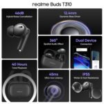 realme Buds T310 True Wireless in-Ear Earbuds with 46dB Hybrid ANC, 360° Spatial Audio, 12.4mm Dynamic Bass Driver, Upto 40Hrs Battery and Fast Charging (Vibrant Black) - Image 11