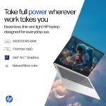 Brand	HP Model Name	HP Laptop Screen Size	35.6 Centimetres Colour	Silver Hard Disk Size	1 TB CPU Model	Intel Core Ultra 5 RAM Memory Installed Size	24 GB Operating System	Windows 11 Home Special Feature	Anti Glare Coating, Backlit Keyboard Graphics Card Description	Integrated - Image 5